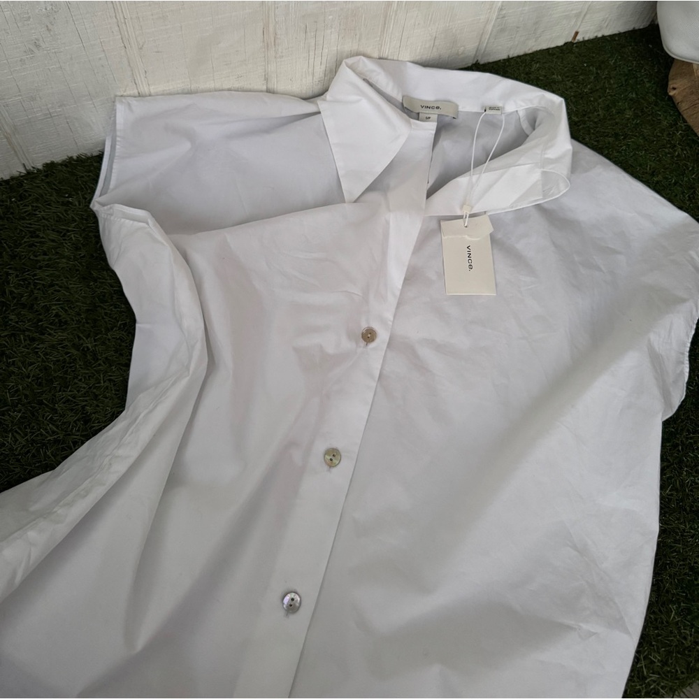 VINCE SHAPED COLLAR CAP SLEEVE BLOUSE Size S Small New with tags $295 - Picture 6 of 10